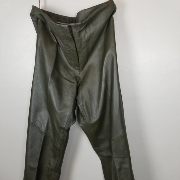 olive Leather suit set, Finity Studio, genuine leather pants and jacket size 8 - Picture 8 of 12